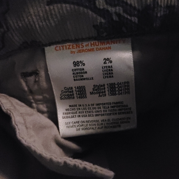 Citizens Of Humanity Thompson Paisley Corduroy Mid Rise Skinny Pants 26 Hippie - Picture 9 of 13